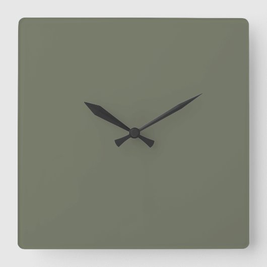 Minimalistische Moss Green Wall Clock Vierkante Klok (Voorkant)
