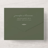 Minimalistische Moss Groene Bruiloft All In One Uitnodiging (Achterkant)