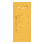 Minimalistische Mosterd Geel Prijs Lijst Rack Kaar Reclamekaart (Voorkant)