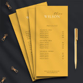 Minimalistische Mosterd Geel Prijs Lijst Rack Kaar Reclamekaart