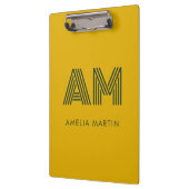 Minimalistische Mosterdgele & Bosgroene Monogram Klembord (Links)