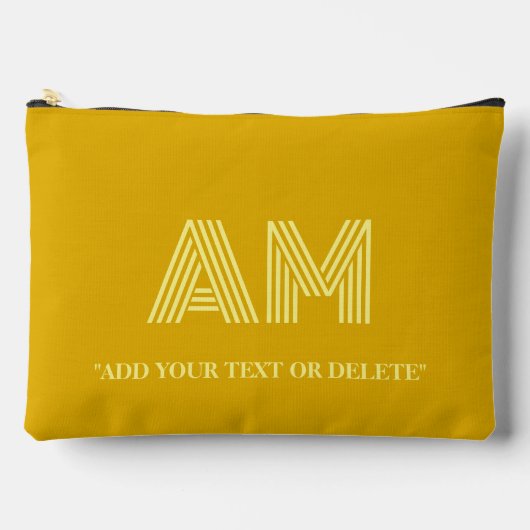 Minimalistische Mosterdgele en Bleekgele Monogram Etui (Voorkant)