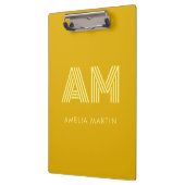Minimalistische Mosterdgele Monogram Klembord (Links)
