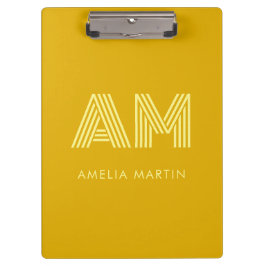 Minimalistische Mosterdgele Monogram Klembord