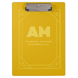 Minimalistische Mosterdgele Monogram Klembord