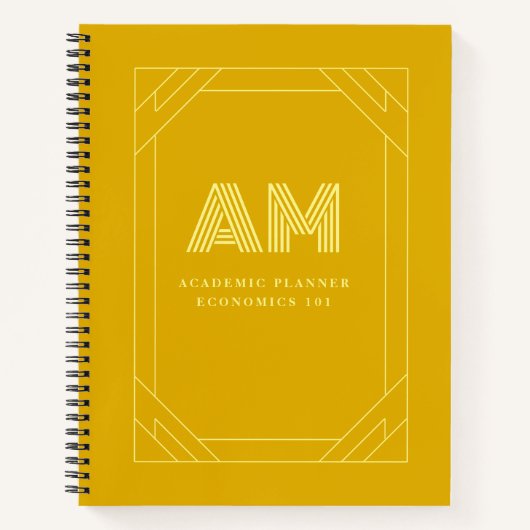 Minimalistische Mosterdgele Monogram Notitieboek (Voorkant)