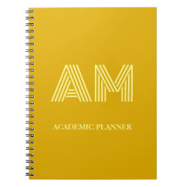 Minimalistische Mosterdgele Monogram Notitieboek