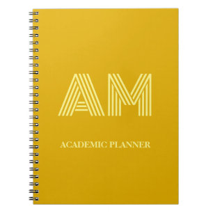 Minimalistische Mosterdgele Monogram Notitieboek