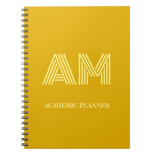 Minimalistische Mosterdgele Monogram Notitieboek (Voorkant)