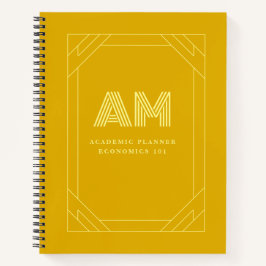 Minimalistische Mosterdgele Monogram Notitieboek