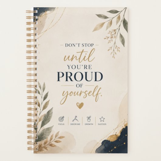 Minimalistische Motiverende Spiraal Notebook Planner (Voorkant)