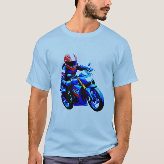 🏍️ Minimalistische motorrijder met clean lijnen i T-shirt (Voorkant)