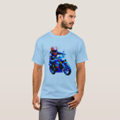 🏍️ Minimalistische motorrijder met clean lijnen i T-shirt (Voorkant volledig)