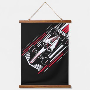 Minimalistische Motorsport Formule Race Auto Snelh Hangend Wandkleed