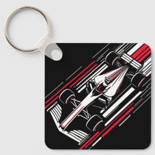 Minimalistische Motorsport Formule Race Auto Snelh Sleutelhanger