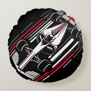 Minimalistische Motorsport Formule Raceauto Snelhe Rond Kussen