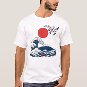 Minimalistische Mount Fuji Rode Zon Japanse Kunst T-shirt