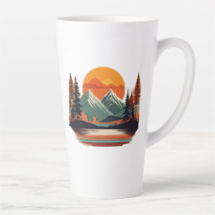 Minimalistische Mountain Scene Latte Mok - 17 oz