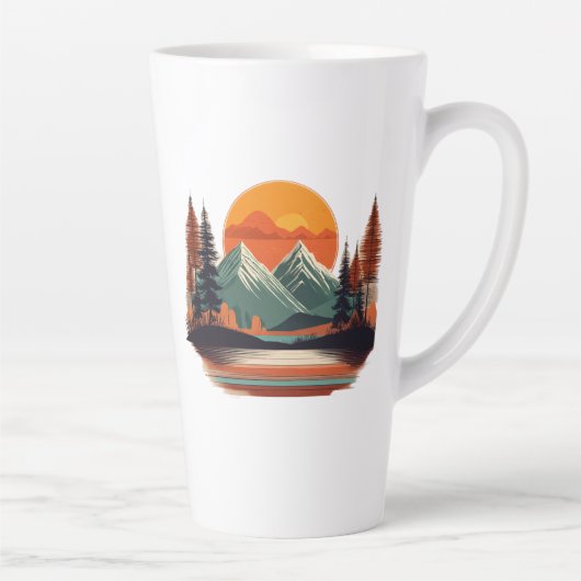 Minimalistische Mountain Scene Latte Mok - 17 oz (Rechts)