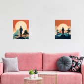 Minimalistische Mountain Silhouette Prints (Woonkamer)