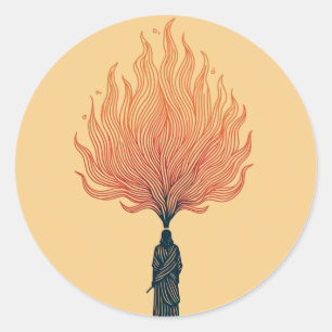Minimalistische Mozes en de brandende struik stick Ronde Sticker