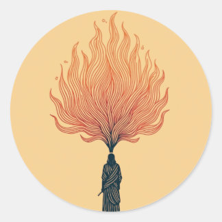 Minimalistische Mozes en de brandende struik stick Ronde Sticker