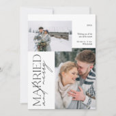 Minimalistische Mr en Mrs Married & Merry Foto Feestdagenkaart (Voorkant)