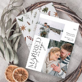 Minimalistische Mr en Mrs Married & Merry Foto Feestdagenkaart