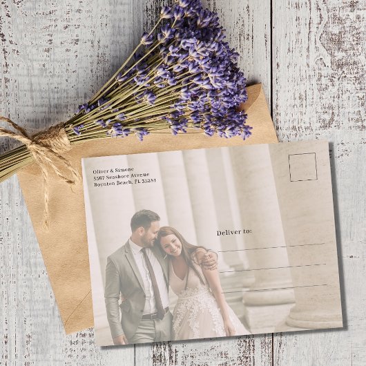 Minimalistische multi-foto bruiloft dank u briefkaart