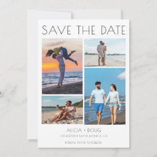Minimalistische multi-foto bruiloft Sla de datum o Save The Date