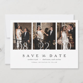 Minimalistische multi-foto trouwkaart 'Save the Da Save The Date