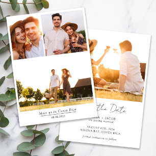 Minimalistische Multi Photo Bruiloft Save The Date