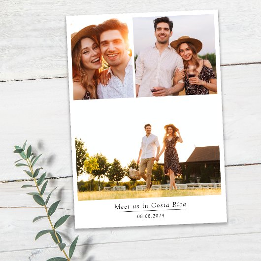 Minimalistische Multi Photo Bruiloft Save The Date
