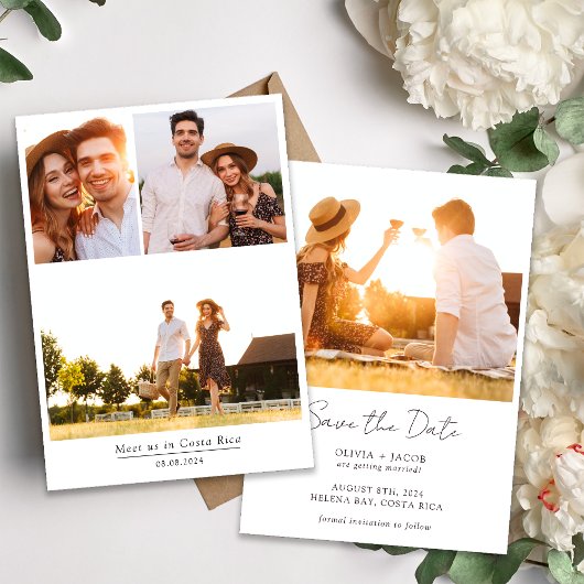 Minimalistische Multi Photo Bruiloft Save The Date