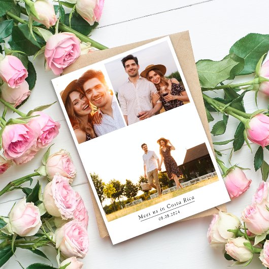 Minimalistische Multi Photo Bruiloft Save The Date