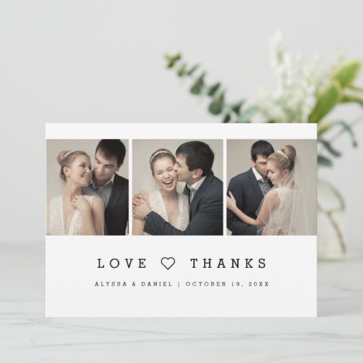 Minimalistische Multi-Photo Wedding liefde en beda Save The Date (Staand voorkant)