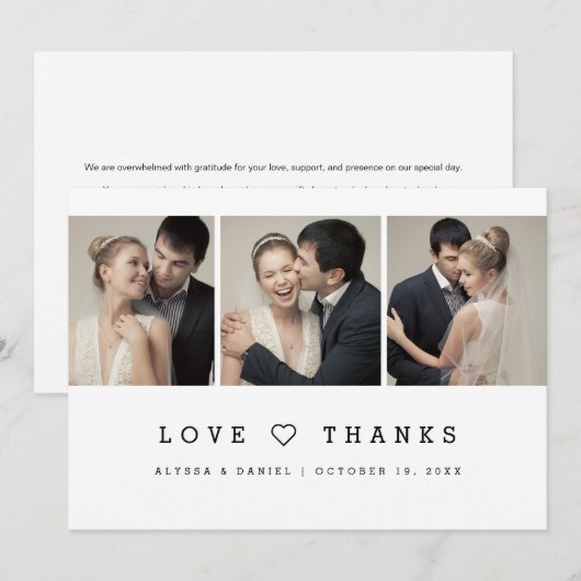 Minimalistische Multi-Photo Wedding liefde en beda Save The Date (Voorkant / Achterkant)