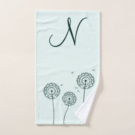 Minimalistische munt witte paardenbloem monogram b bad handdoek (Handdoek)