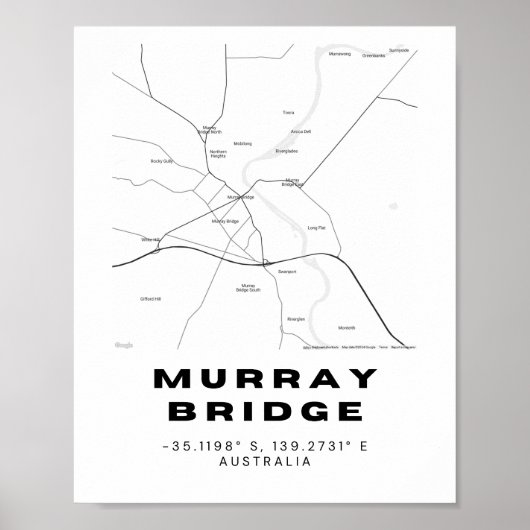 Minimalistische Murray Bridge-kaart met coördinate Poster (Voorkant)