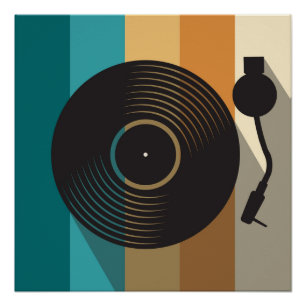 Minimalistische muziek op vintage vinylplatenspele perfect poster