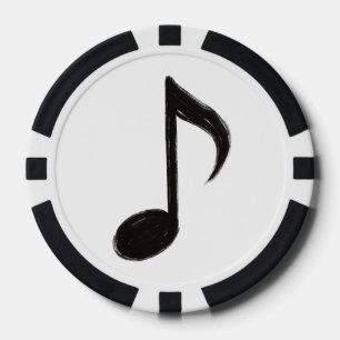 Minimalistische muzieknoot – Inktborstelstijl op Poker Chips