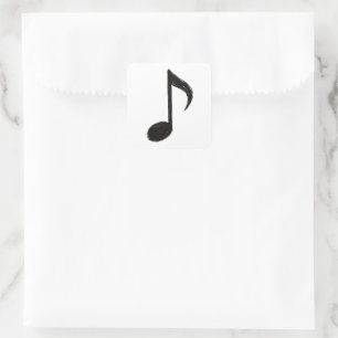 Minimalistische muzieknoot – Inktborstelstijl op Vierkante Sticker