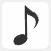 Minimalistische muzieknoot – Inktborstelstijl op Vierkante Sticker (Voorkant)