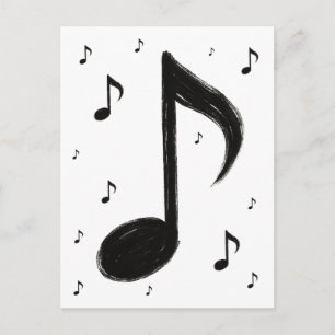 Minimalistische Muzieknoot – Inktpenseelstijl op Briefkaart