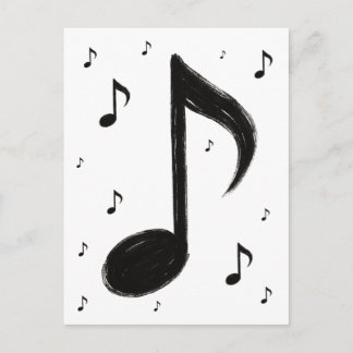 Minimalistische Muzieknoot – Inktpenseelstijl op Briefkaart