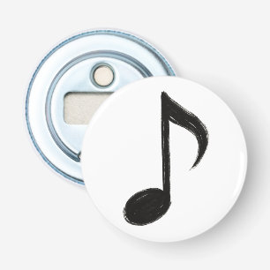 Minimalistische muzieknoot – Inktpenseelstijl op Button Flesopener