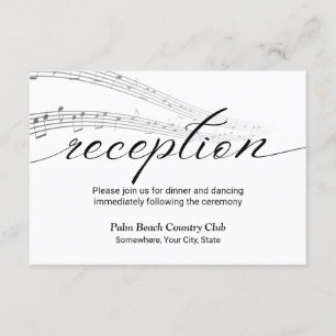 Minimalistische muzieknoten Elegante trouwreceptie Informatiekaartje