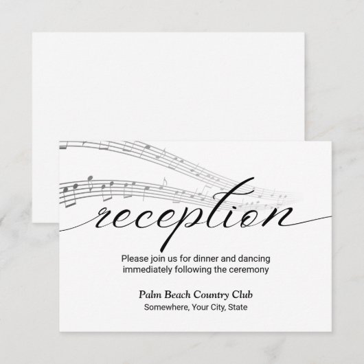 Minimalistische muzieknotities Elegante trouwhal r Informatiekaartje (Voorkant / Achterkant)