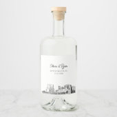 Minimalistische Myrtle Beach bruiloft op maat Likeurfles Etiket (Voorkant)