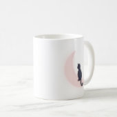 Minimalistische Mystery Charm Crescent Moon Cat Pi Koffiemok (Voorkant rechts)